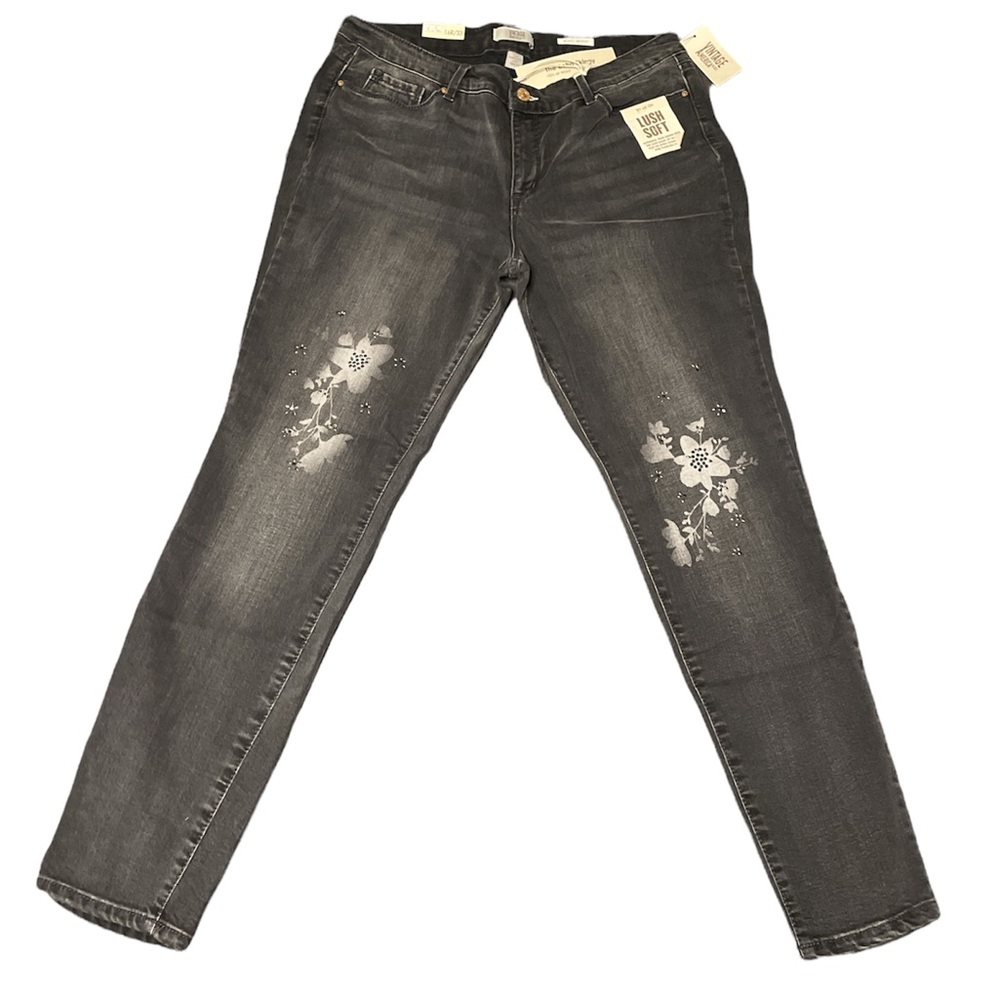 Black Floral Jeans